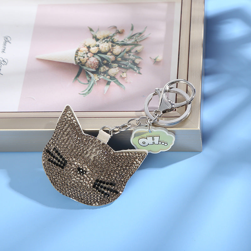 Wholesale Diamond Inlaid Cat Alloy Keychain